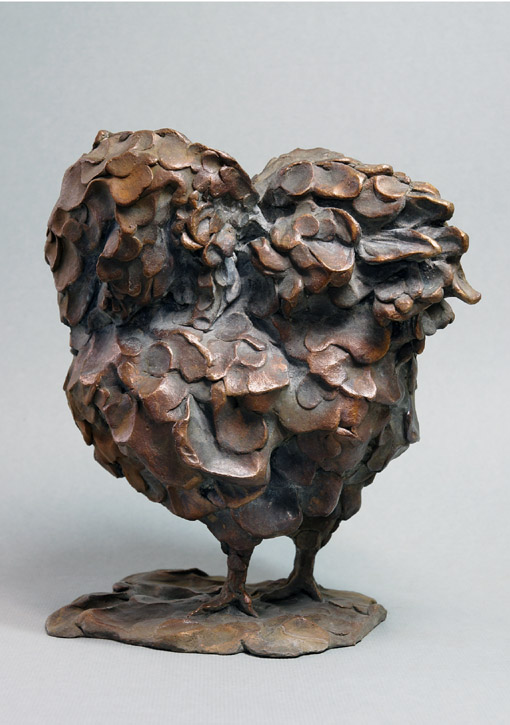 000_Erik Neukirchner, Huhn III ( putzend), 2014, Bronze, Hoehe 19 cm