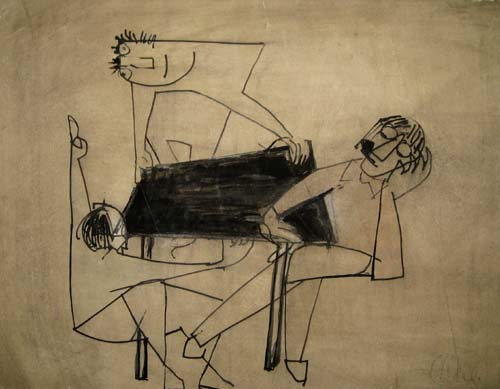 Diskussion II Tusche 1966 und 1967 40 x 52,5 cm