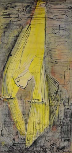 Engel Tusche, Aquarell ohne Jahr 60 x 29 cm