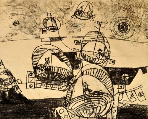 Flugmaschinen II Momotypie 1967 42 x 50 cm