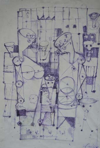 Nürnberger Trichter Copierstift, laviert um 1968 und 1975 57 x 39 cm