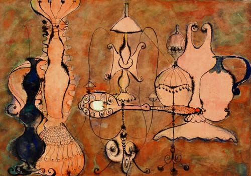 Nostalgisches Stilleben Aquarell, Tempera 1983 40 x 57 cm