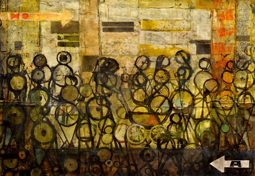 Passage, Öl Silberbronze Collage um 1980 35,3 x 46,7 cm