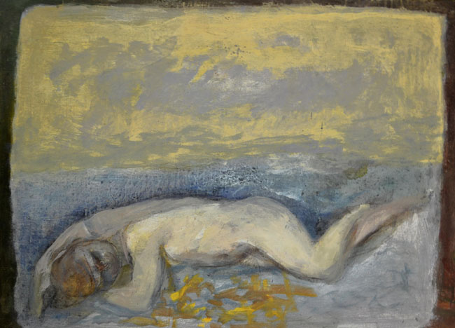 Hermann Kirchberger o.T. ( liegender Akt ) 1970er Jahre Öltembera auf Leinwand 52 x 72 cm