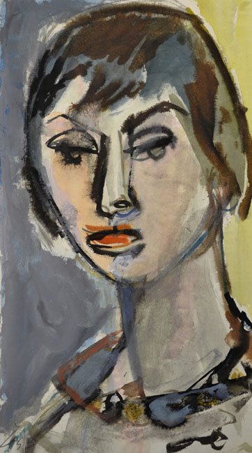Junges Mädchen 1953 Aquarell 45,7 x 26 cm