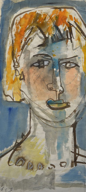 Mädchen mit rotem Haar 1953 Aqurell 51,4 x 23,5 cm