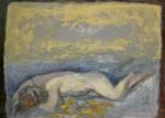 Hermann Kirchberger o.T. ( liegender Akt ) 1970er Jahre Öltembera auf Leinwand 52 x 72 cm