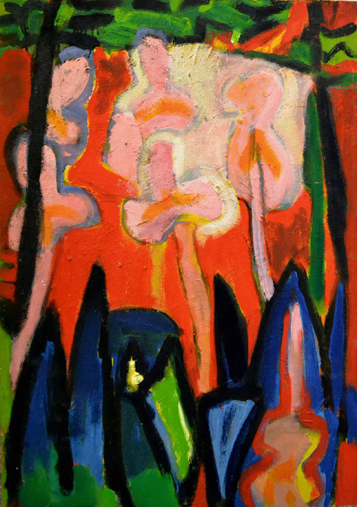 FK 004 o. T. Blumen, o. J., Oel auf Hartfaser, 77,5 x 55 cm